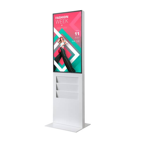 Smart Line Digital Totem RACK 6 x A4 z monitorem Samsung 43" z Ekranem Dotykowym, biały