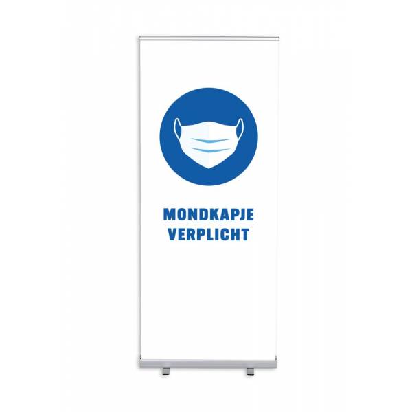 Roll-Banner Budget 85 cm z motywem Maska obowiązkowa, biały, Holenderski