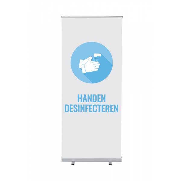 Roll-Banner Budget 85 cm z motywem Dezynfekcja rąk, biały Holenderski